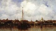 Jacob Maris Dutch Town on the Edge of the Sea painting